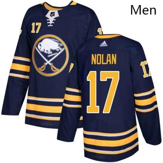 Mens Adidas Buffalo Sabres 17 Jordan Nolan Authentic Navy Blue Home NHL Jersey